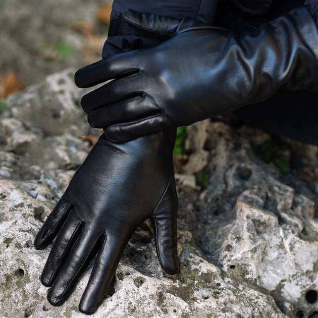 Marsala Black Leather Gloves – Glove Gallery - Main Image