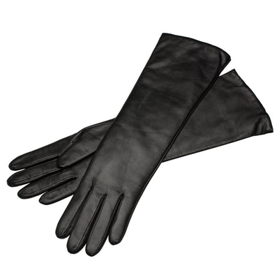 Marsala Long Black Leather Gloves