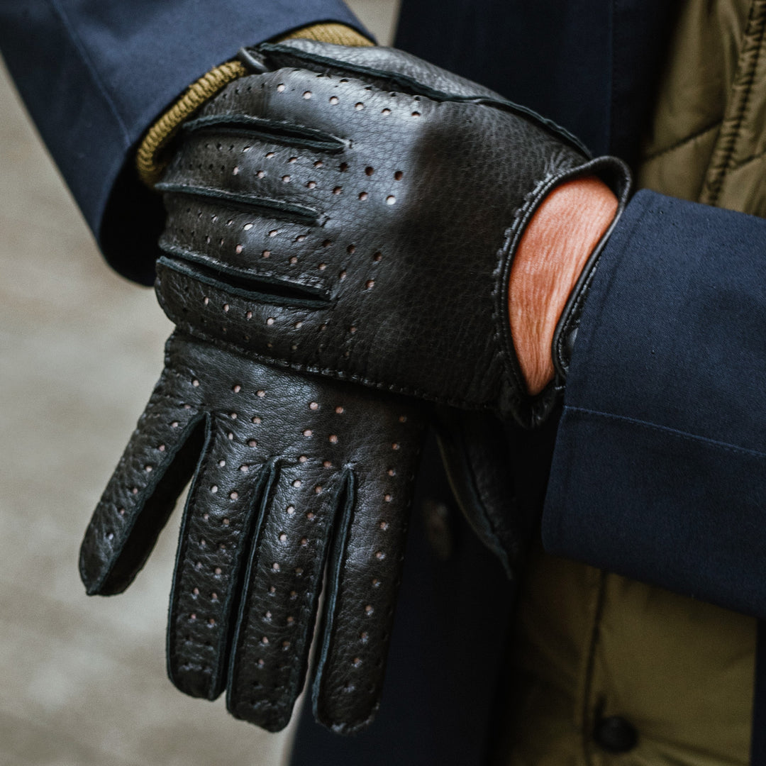 Dents Mens Black Driving Gloves What Is A Leather Fingerless