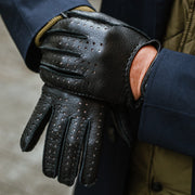 Monza Black Deerskin Driving Gloves