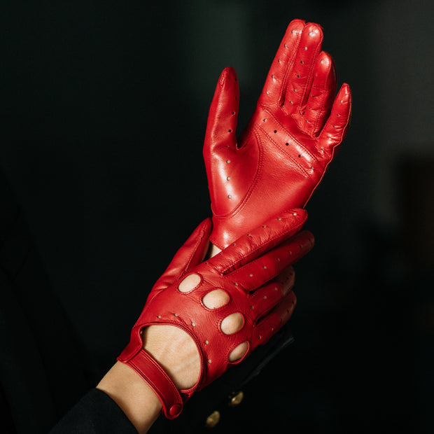 Messina Red Leather Gloves
