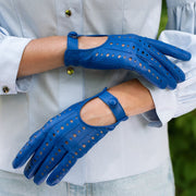 Rimini Royal Blue Leather Driving Gloves