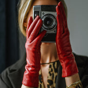 Marsala Red Leather Gloves