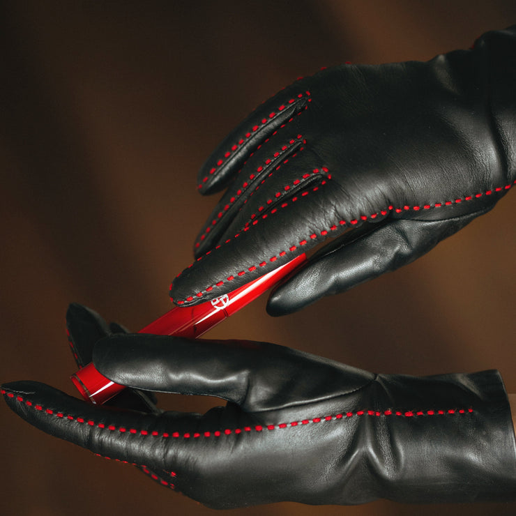 Foligno Black with Red Leather Gloves