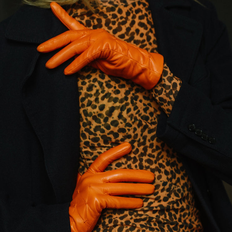 Firenze Orange Leather Gloves