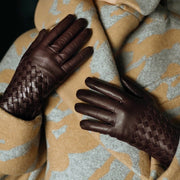 Trani Aubergine Leather Gloves