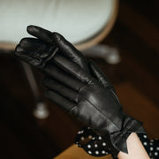 Avellino Black Leather Gloves
