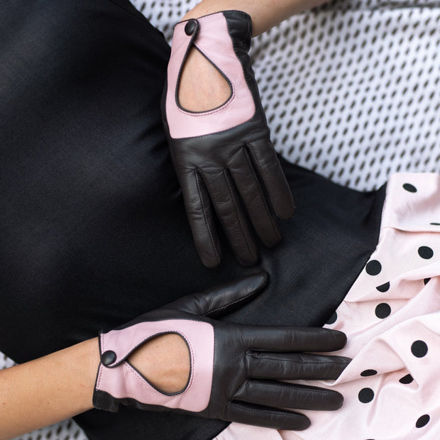 Livorno Grey and Rose Leather Gloves