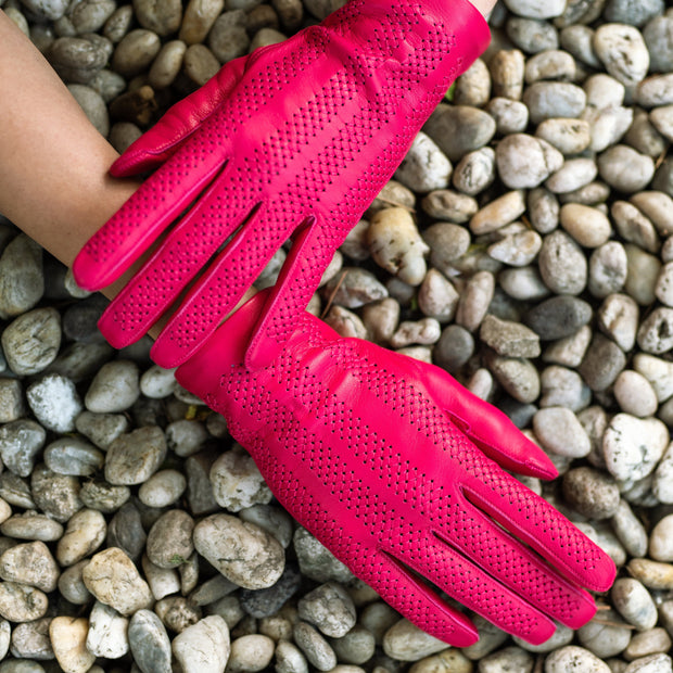 Vernazza Hot Pink Leather Gloves