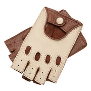 Rome Fingerless Creme and Camel Deerskin Driving Gloves
