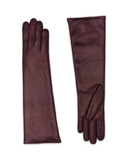 Marsala Long Aubergine Leather Gloves