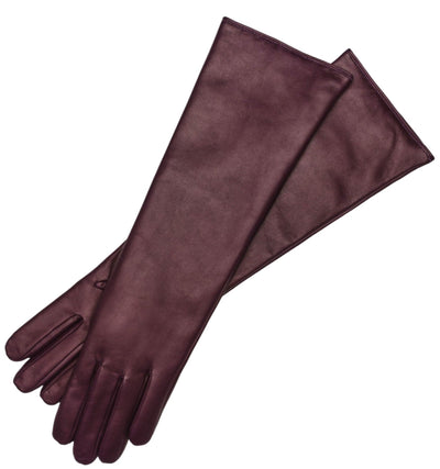 Marsala Long Aubergine Leather Gloves