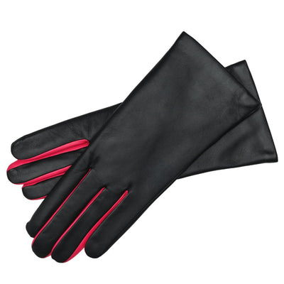 BARLETTE TOUCH BLACK AND HOTPINK LEATHER GLOVES