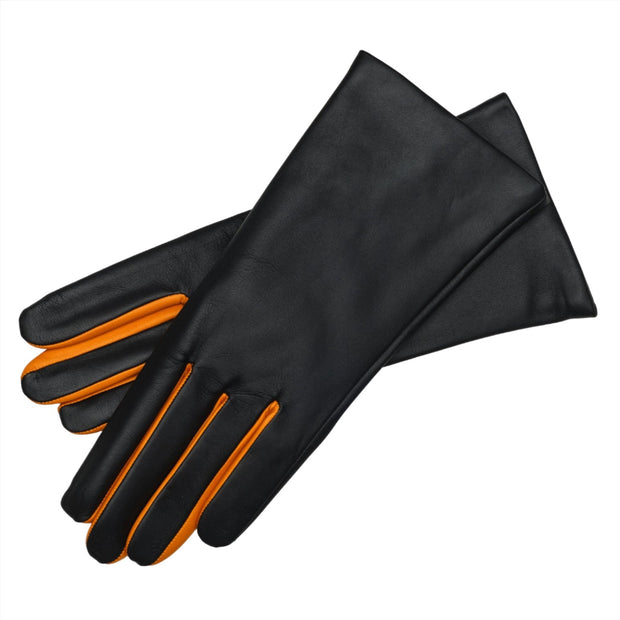 BARLETTE TOUCH BLACK AND OCRE LEATHER GLOVES