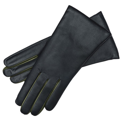 BARLETTE TOUCH BLACK AND VERDE LEATHER GLOVES
