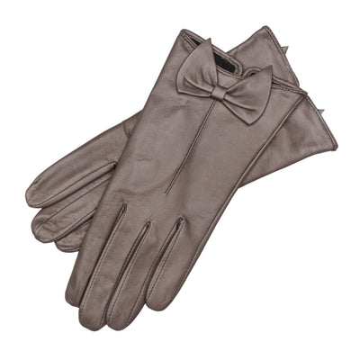 Avellino Light grey Leather gloves