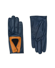 Livorno Jeans Blue and Ocre Leather Gloves
