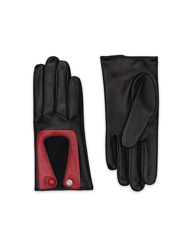 Livorno Black and Rosso Leather Gloves