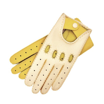 Rome Creme and yellow Deerskin Driving Gloves