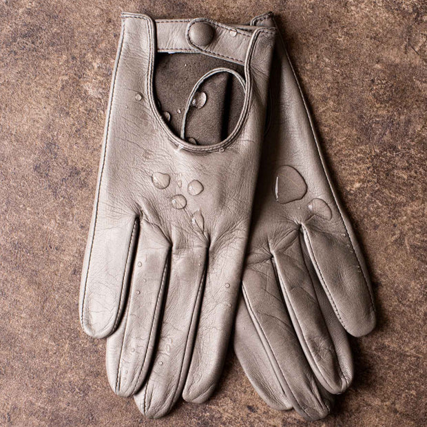 SHIELD & STYLE grey leather gloves