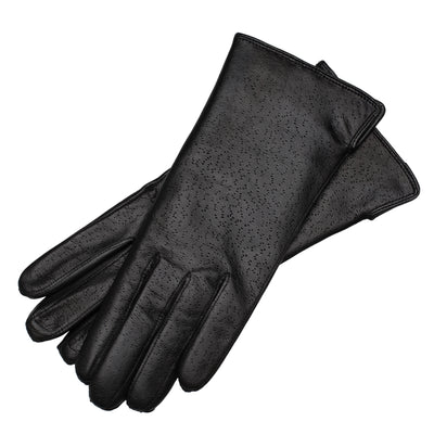 Assis Black Perforated Leather Gloves