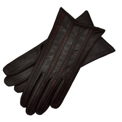 Pavia Black with Red Leather Gloves