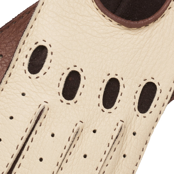 Rome Creme and Taupe Deerskin Driving Gloves