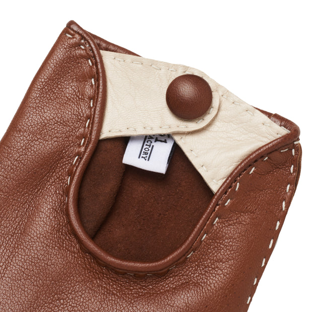 Rome Saddle Brown and Creme Leather Gloves