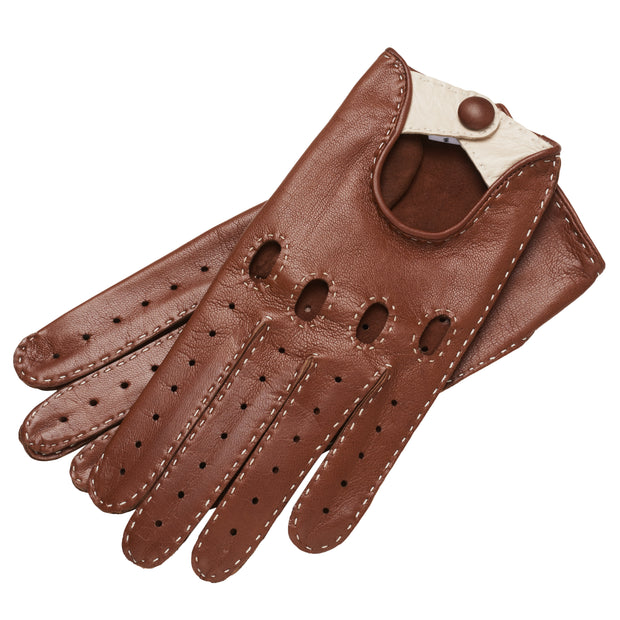 Rome Saddle Brown and Creme Leather Gloves