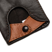 Rome Dark Brown and Camel Leather Driving Gloves