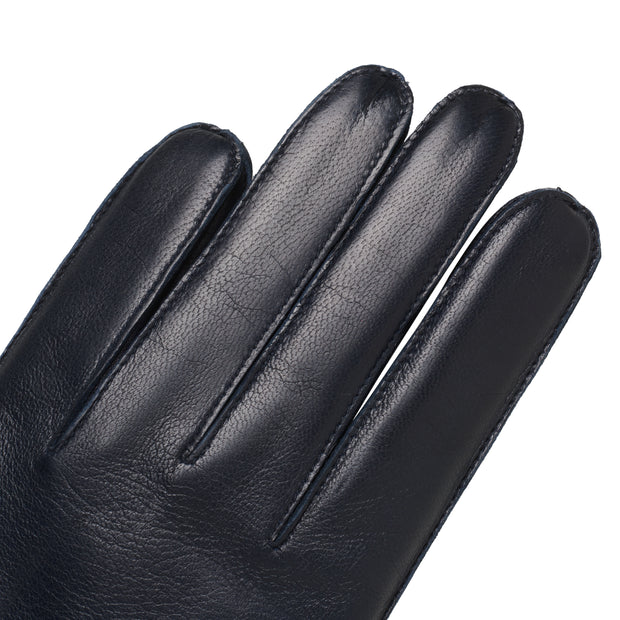 Bergamo Navy Blue Leather Gloves
