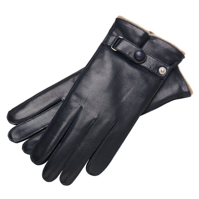 Bergamo Navy Blue Leather Gloves