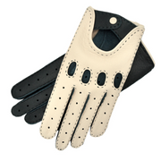 Rome Creme and Blue Deerskin Driving Gloves