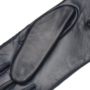 Intrecciato Navy Blue Leather Gloves