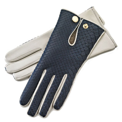 Audrey Python Bleu leather gloves
