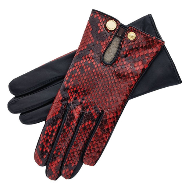 Audrey Python Rouge Leather Gloves
