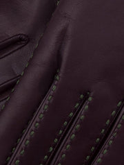 Foligno Aubergine with Green Leather Gloves
