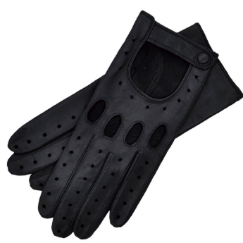Messina Navy Blue Leather Driving Gloves