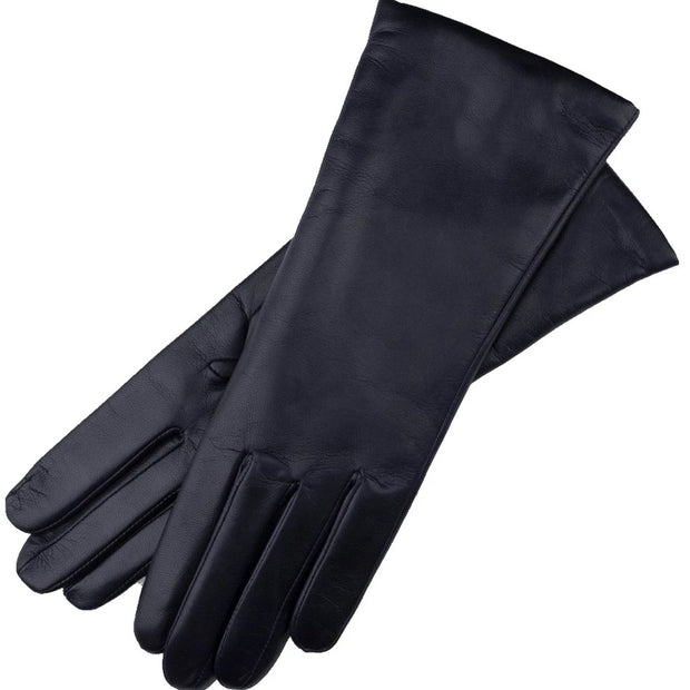 Marsala navy blue leather gloves
