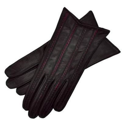 Pavia Black with Pink Leather Gloves